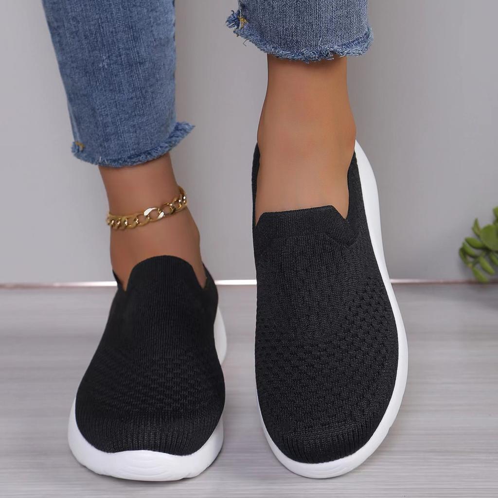 Fashion Shoes Woman 2024 Trend Sneakers Breathable Knit Slip-on Thick Bottom Comfor Light Sport Shoe Zapatillas Deportivas Para Mujeres