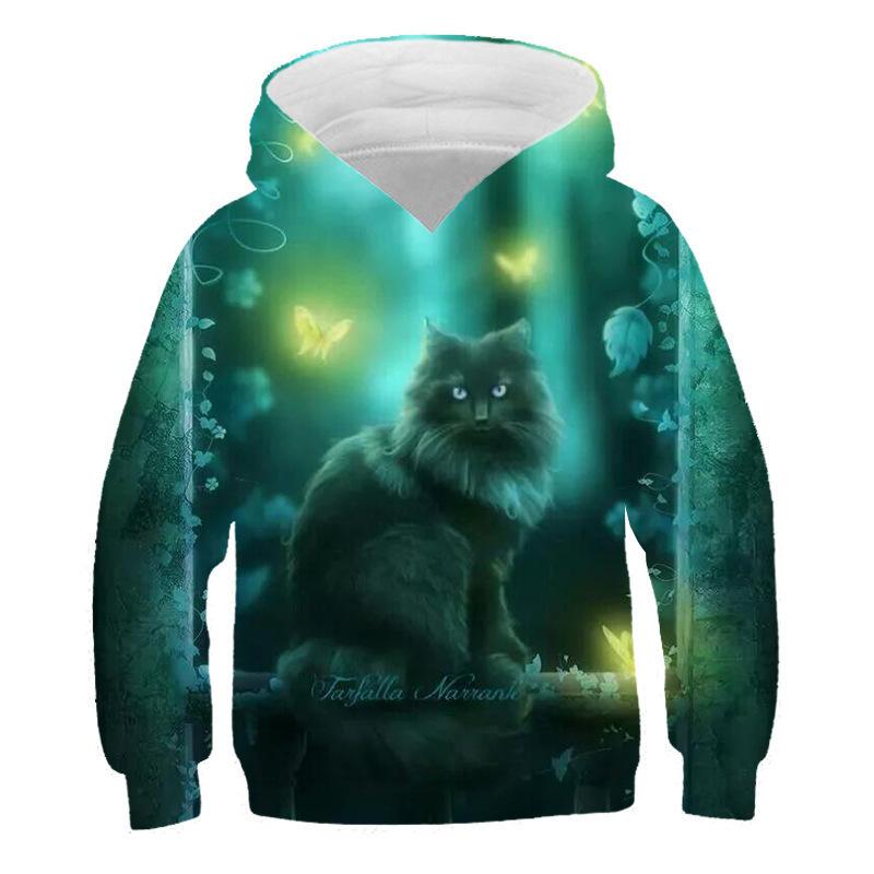 Autumn 3D Cat Pattern Printed Top Fashionable Casual Long Sleeved Children's Boy Hoodies