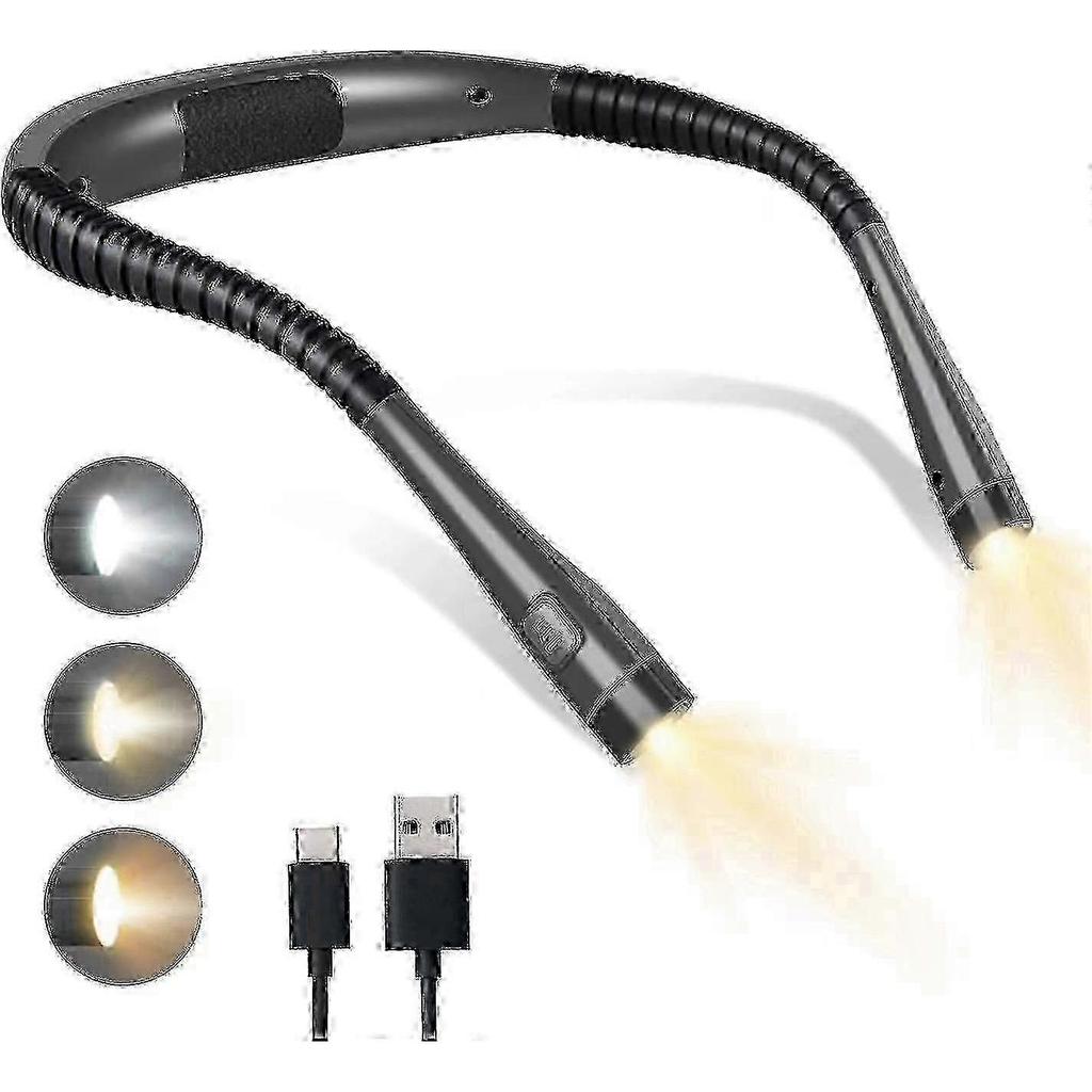 Rechargeable Neck Reading Lamp, Lamp for Reading in Bed, 3 Colors, Foldable Arms, Long Lifespan, Perfect for Reading, Knitting, Repairing,hw A-G-Good