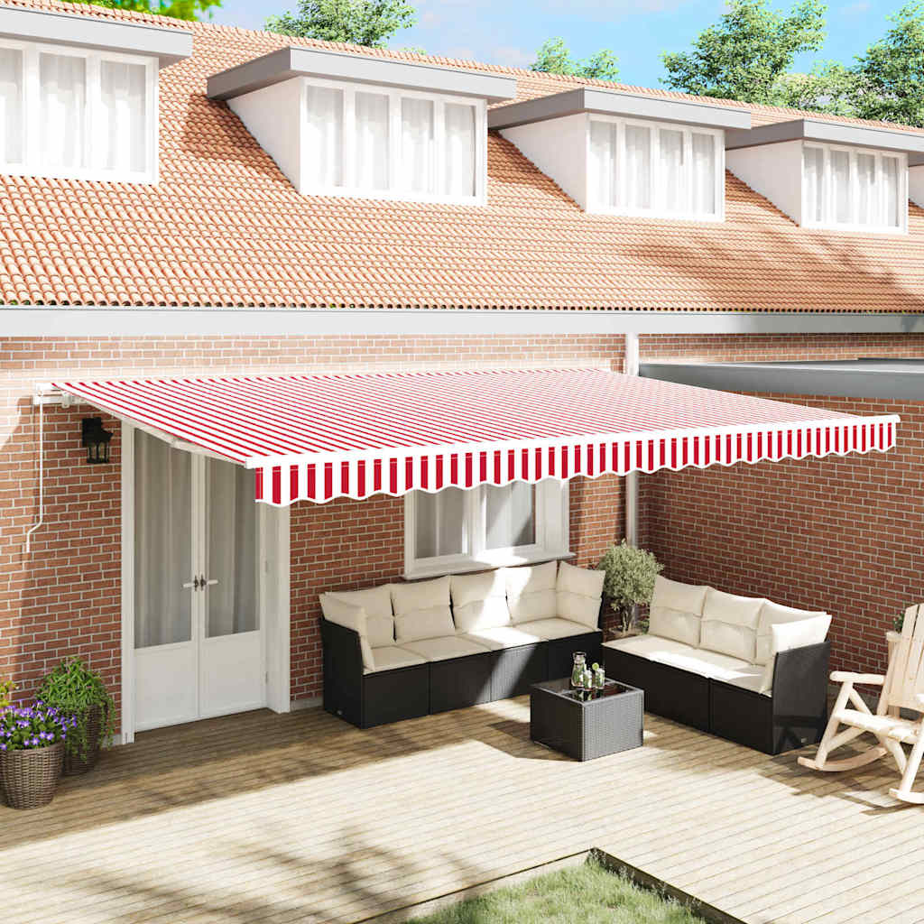 Retractable Awning Red and White 500 x 300 x 165 cm