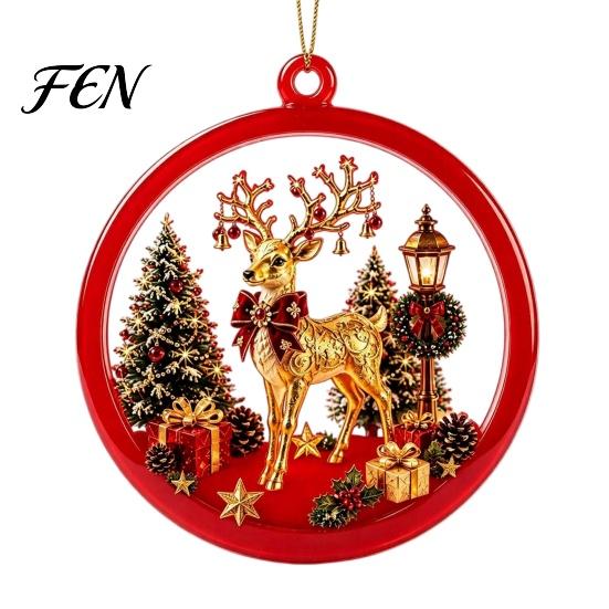 Acrylic Ornaments for Christmas Decoration 2D Flat Hanging Ornaments, Decorative Holiday Tree Decorations Festive Pendants with Strings Lanyard Party