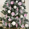 Cross-border new products pink candy cane lollipop Christmas tree wooden pendant birthday party outdoor decoration