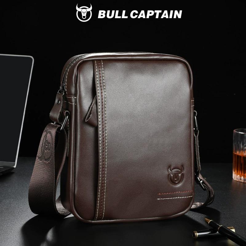 BULLCAPTAIN Мужская сумка через плечо, мужские сумки на плечо, сумки на молнии, большая вместительная сумка из натуральной кожи для мужчин, сумки-мессенджеры