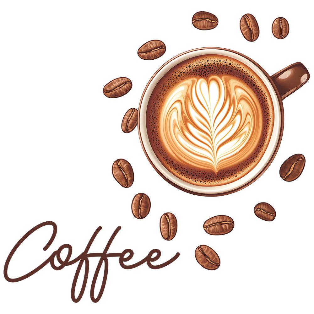Simple Coffee Cup Coffee Bean Cafe Atmosphere Beautify Decorative Wall Stickers Self-adhesive