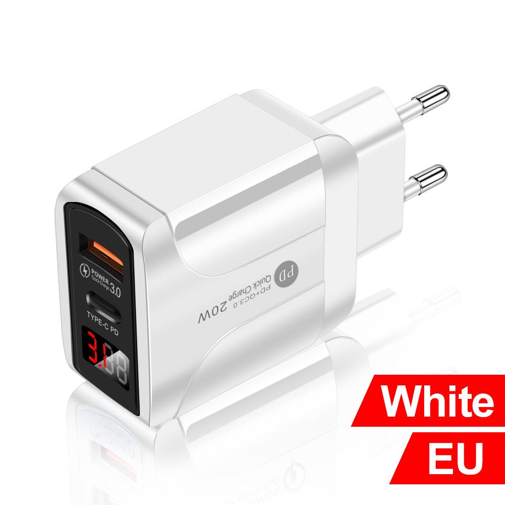 AC DC PD 20 Вт Адаптер питания 5 В Зарядное устройство для iPhone Samsung Xiaomi Type-c LED Display USB Источник питания Дорожный адаптер 5 Вольт