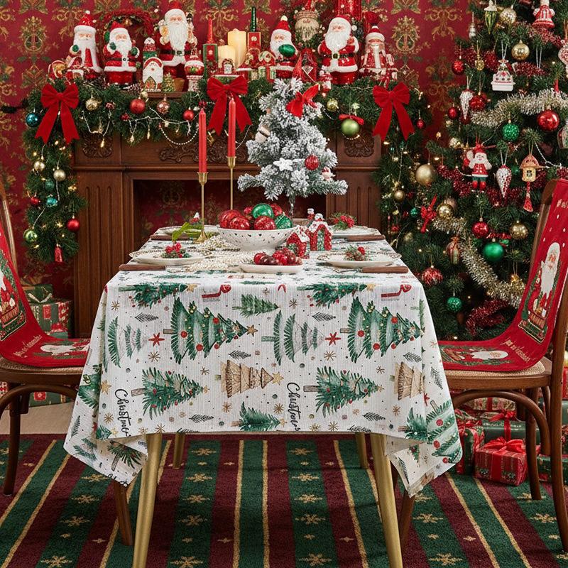 Tablecloth Party Printed Tablecloth Labeled New Year'S Tablecloth Polyester Christmas Snowflake Tablecloth