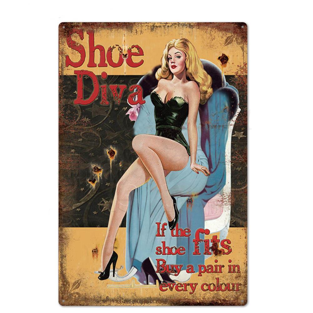 Оловянная вывеска в стиле пин-ап для девочек, металлическая винтажная сексуальная металлическая вывеска, настенный декор для бара, паба, клуба, человека, пещеры, ретро-вывески, покраска металла