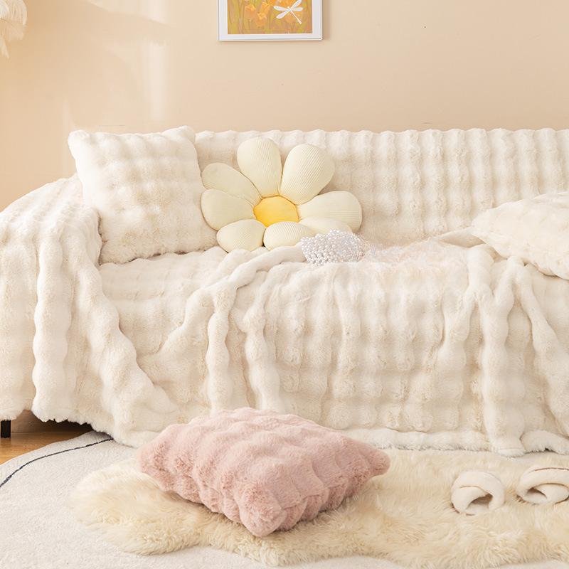 Полотенце для дивана, зимнее утолщенное плюшевое покрытие с кроликом, чехол для дивана, ткань, подушка для дивана, универсальная универсальная плюшевая подушка, зимняя