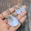 Milky Opal Gemstone Handmade 925 Sterling Silver Necklace+Earring Jewelry Set