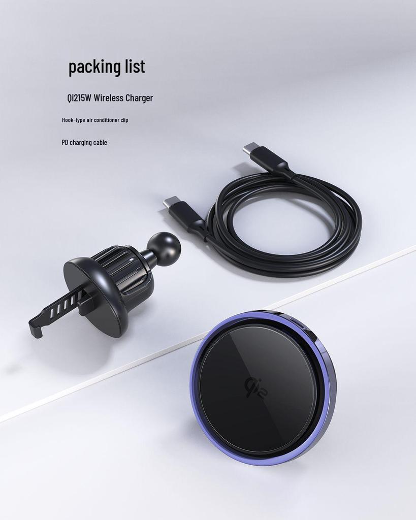 QI2 Magnetic Wireless Car Charger with LED Light and Fast Cooling