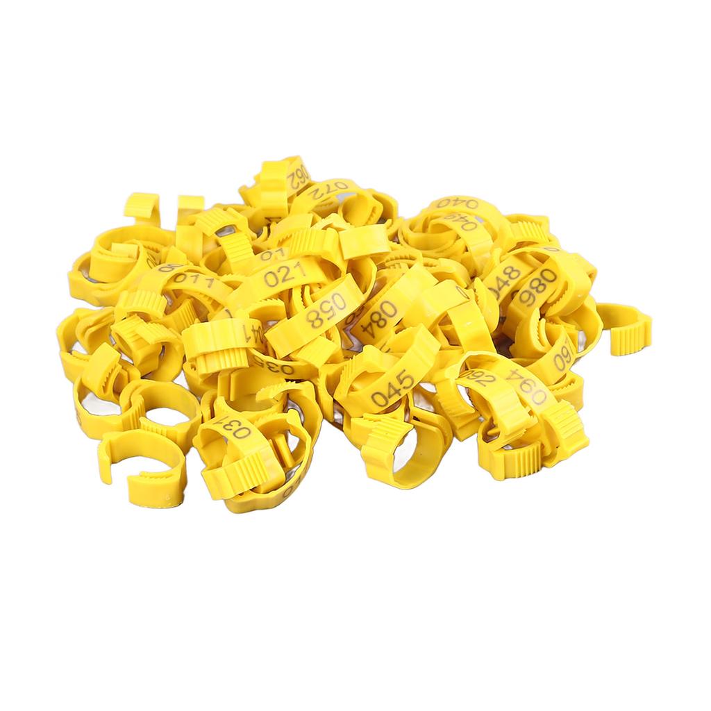 100 шт. Кольца для куриных лап, клипсы, яркие цвета, прочный пластик, нумерованные браслеты для птичьих лап