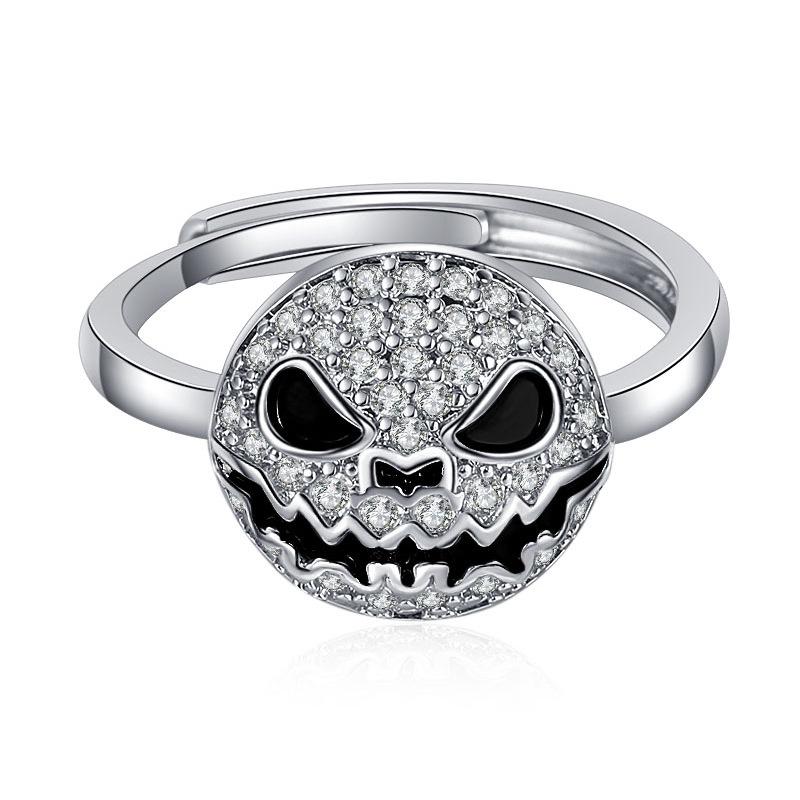Комплект украшений в стиле хип-хоп с бриллиантами Thriller Expression Halloween с круглым кольцом и дизайном