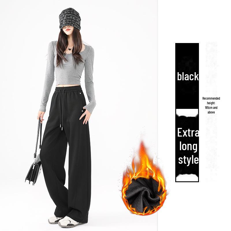 Women's High-Waist Wide Leg Pants, Spring/Autumn 2025 - Black Scimitar Loose Straight Sweatpants
