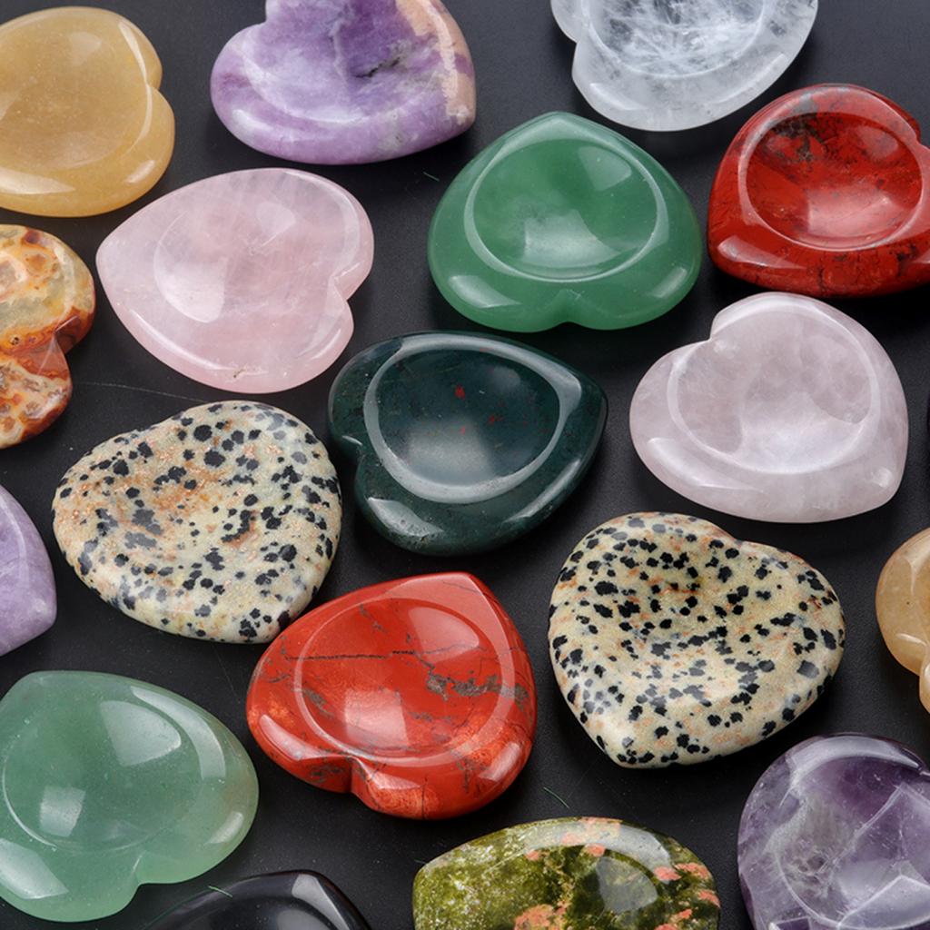 1 шт., исцеляющий кристалл, орнамент, декоративная форма сердца, натуральный камень, кварц, агат, углубления для большого пальца, рельефные драгоценные камни, домашний декор, маленькая мебель, ювелирные изделия, 40 мм