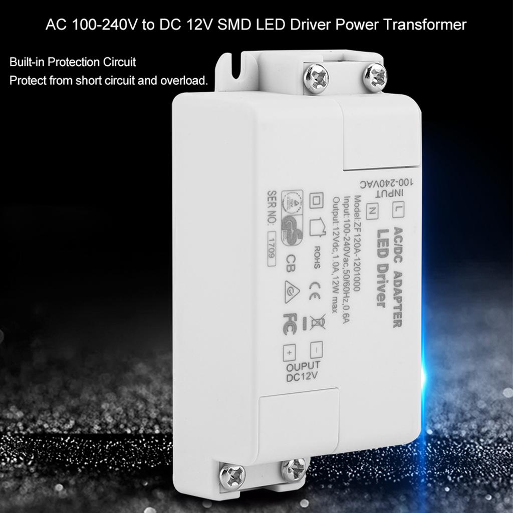 AC 100 240V To 12V LED Driver 12W Constant Voltage Power Supply Adapter For SMD LED Strip Light Home Lighting