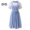 Girl's Blue Gingham Dress Kansas Girl Halloween Fancy Party Dress-up Costume Fairytale Musical Movie Character Cosplay Outfit for Kids