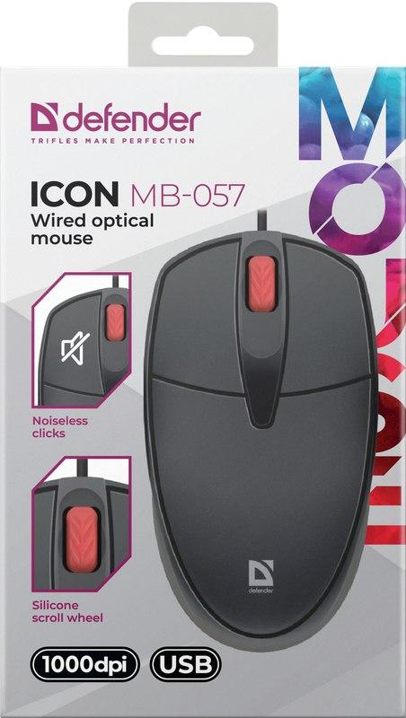 Defender ICON MB-057 1000dpi non-click silent wired mouse