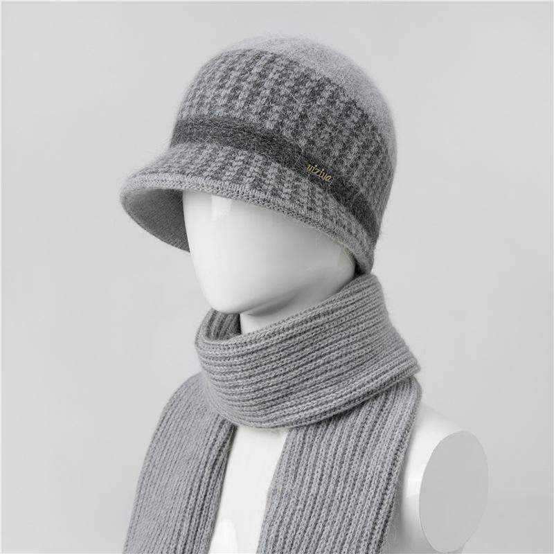 Hat Female Season Mom Grandma Rabbit Hair Thermal Basin Hat Fleece Thickened Old Lady Wool Hat