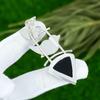 925 Silver Trillion Sardonyx Gemstone Art Deco Wife Unique Boho Pendant Jewelry