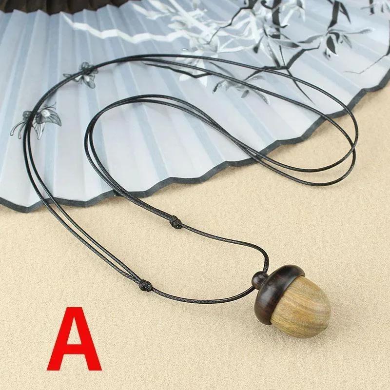 1 шт. Ретро Открывающийся поворотным движением Подвеска-желудь из эбенового дерева Коробка Гаву Длинное ожерелье Простые Художественные Мужские и Женские Украшения Бутылка для желаний