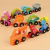 Children'S Educational Wooden Digital Small Train Early Education Enlightenment Dinosaur Assembly Drag Building Block Toy Car