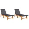 VidaXL Chaises longues 2 pcs noir/marron résine tressée/bois d'acacia 319728