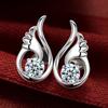 Women's Ear Jewelry Angel Wings Silver Plated Stud Earrings Women's