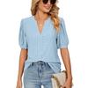 Womens Tops V Neck Ruffle Sleeve Blouses Short Sleeve Casual Tops T-Shirts for Women Autumn Winter