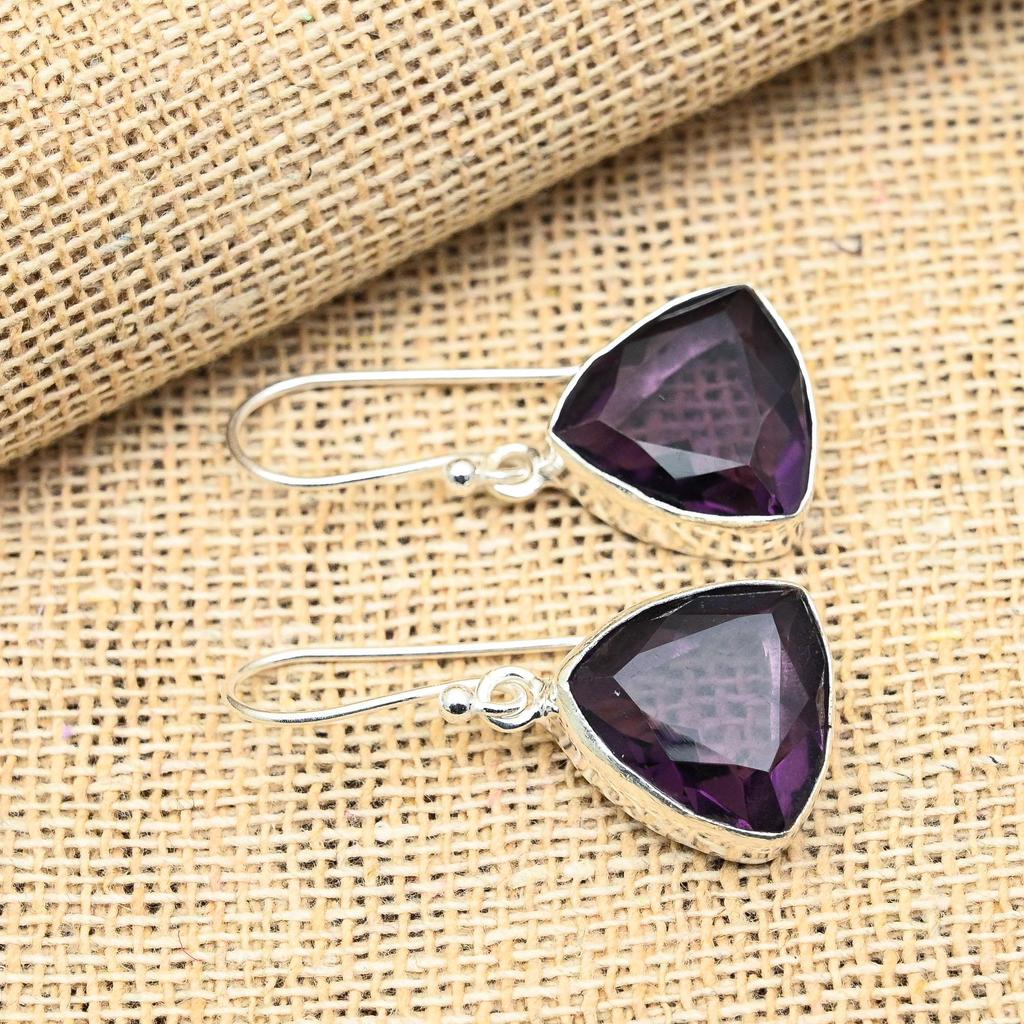 Ювелирные серьги из стерлингового серебра 925 пробы с аметистом ручной работы для свадебного подарка