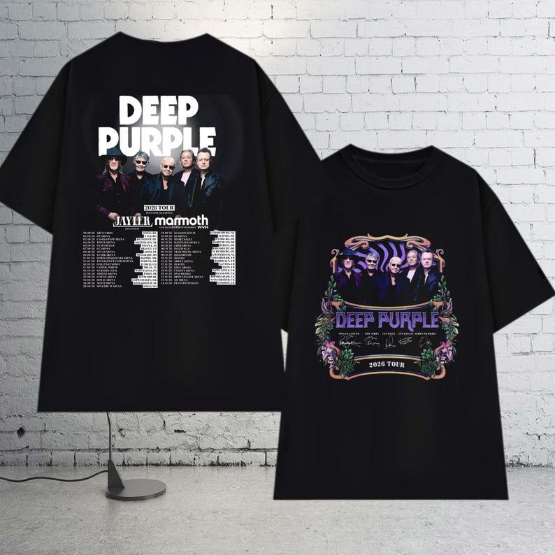 Футболка Deep Purple World Tour 2026, Футболка с логотипом рок-группы Deep Purple, Унисекс футболка