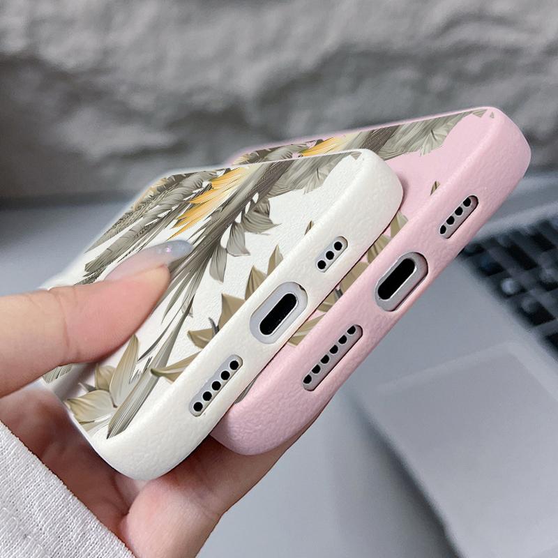 Мягкий ТПУ чехол для iPhone 16 16e 15 Pro Max 14 13 12 11 с принтом увядших листьев, противоударный, мягкий силиконовый чехол для телефона