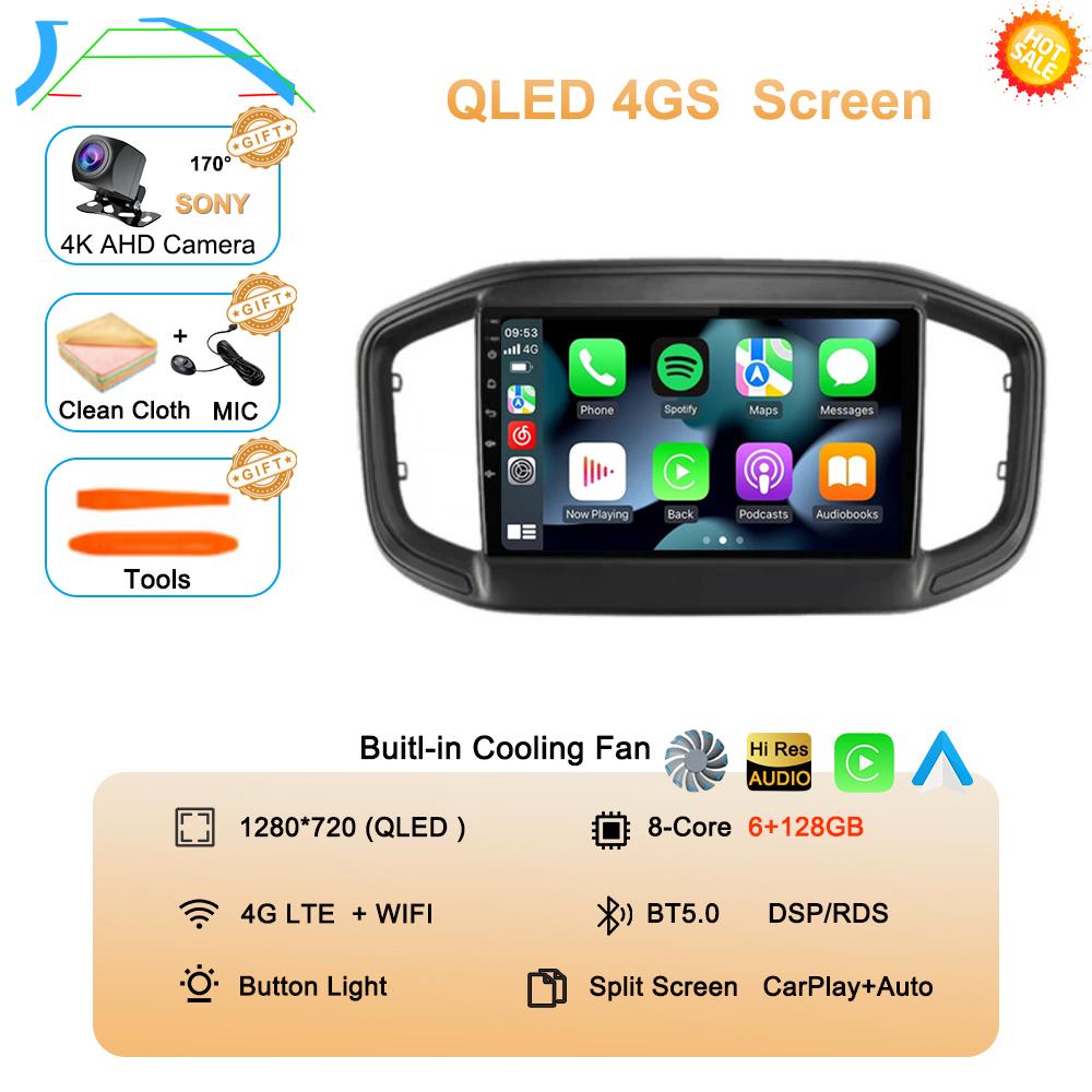 Android 14 Auto Carplay для Fiat Strada 2020 2021 2022 Автомобильный радиоприемник Мультимедиа Видеоплеер GPS-навигация Стерео 360 Камера WIFI