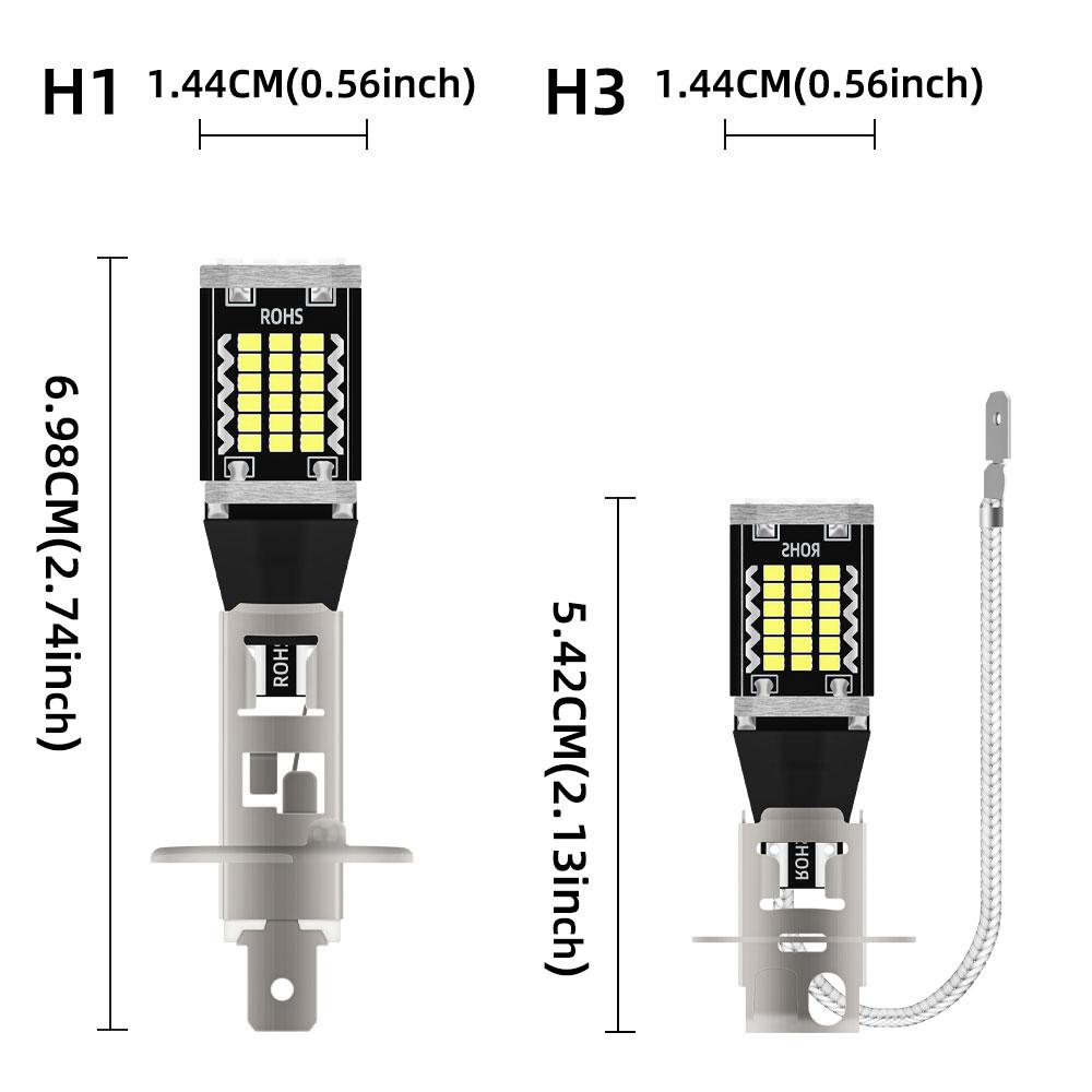 2 шт. Автомобильная противотуманная фара 9-24 В H1 LED противотуманная лампа для дневного ходового света H3 LED Сверхяркая светодиодная автомобильная лампа Янтарно-белый Адаптер не требуется ДХО