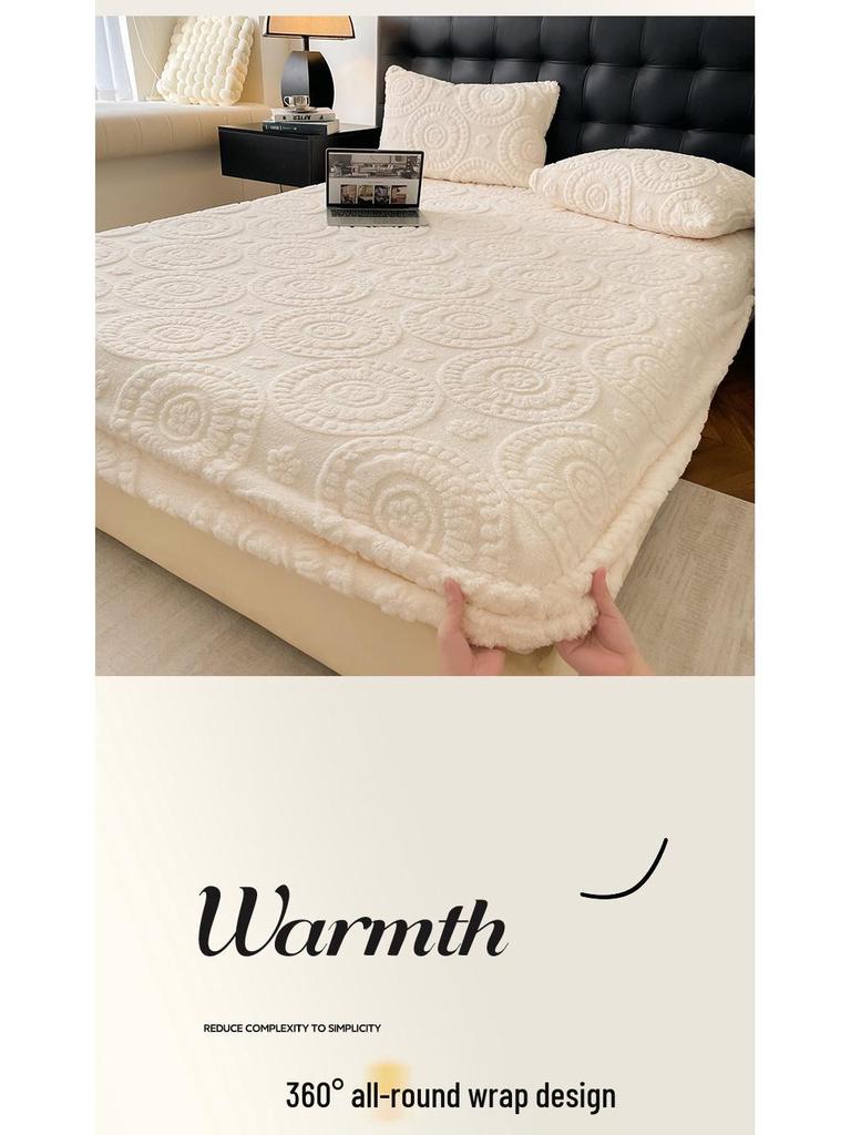 G5Z2025 Зимнее теплое плюшевое нескользящее тафтовое натяжное постельное белье - Односпальный/Двуспальный размер