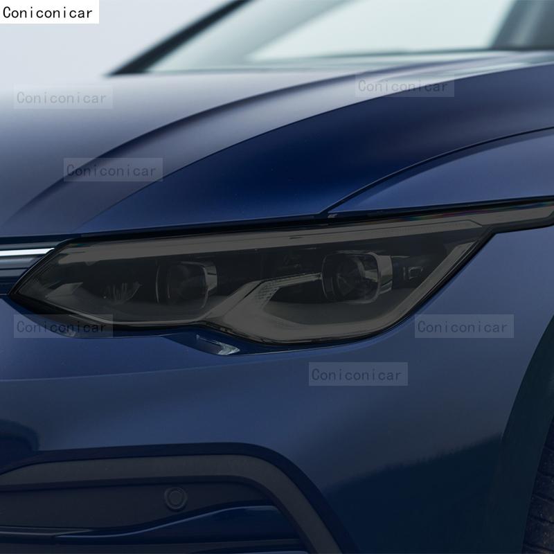 For Volkswagen VW GOLF 8 MK8 2020-2023 2022 Car Headlight Black TPU Protective Cover Film Front Light Tint Change Color Sticker