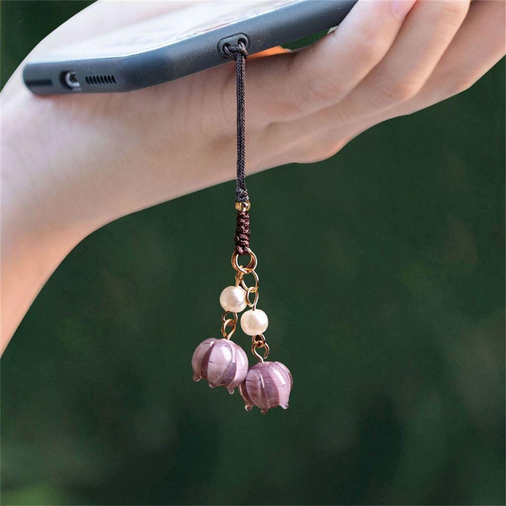 Jewelry Accessories Phone Strap Anti-lost Lanyard Mobile Phone Keychain Orchid Flower Phone Chains