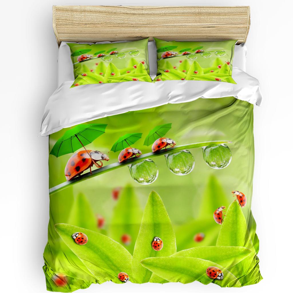 3pcs Bedding Set Dandelion Ladybug White Home Textile Duvet Cover Pillow Case Boy Kid Teen Girl Bedding Covers Set