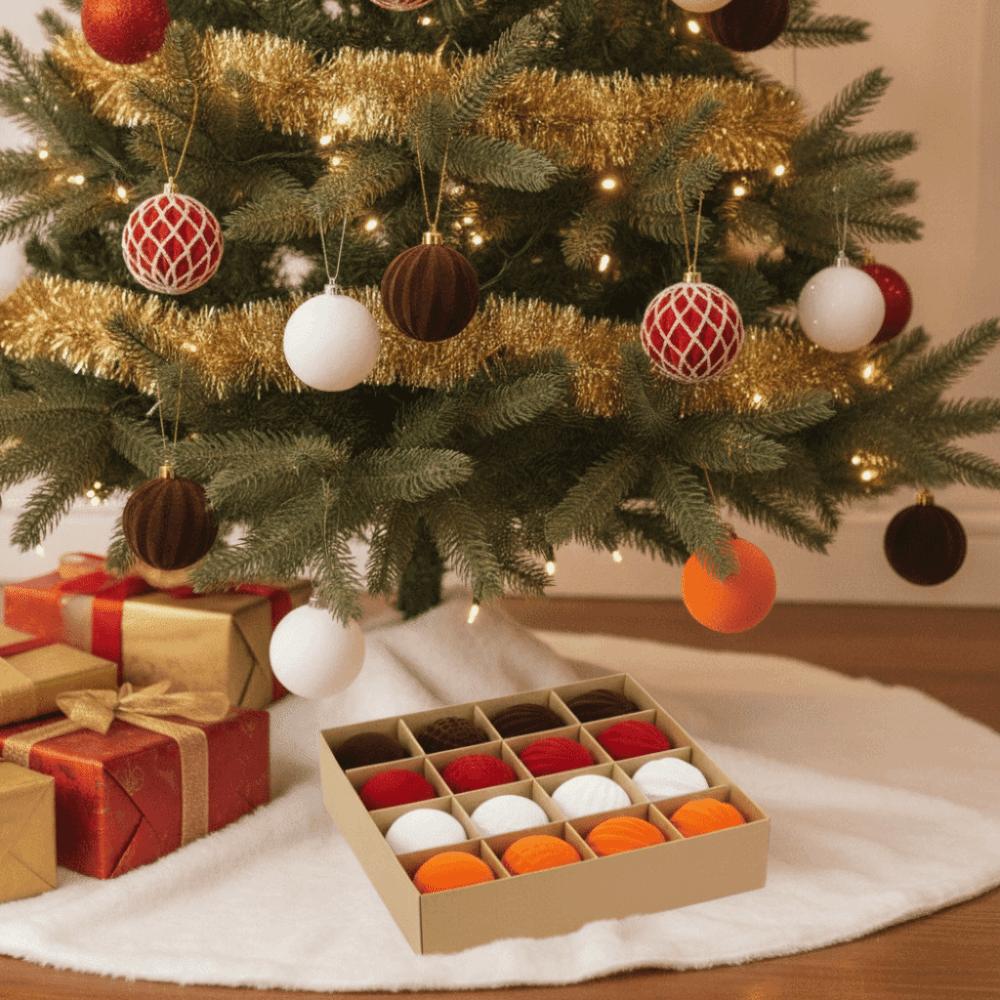 Shatterproof Plastic Velvet Christmas Balls Multi Texture Multi Texture Baubles Home Aesthetic
