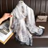 Silk Scarf for Women In Spring  Autumn and Winter  Middle-aged and Elderly Mothers Warm and Versatile  Super Large Scarf Literary Style Travel Scarf