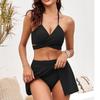 Women's Split High Waisted Strap Swimsuit With Chest Cushion Without Steel Support Swimsuit