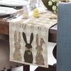 Easter Decoration Washable Farmhouse Kitchen Dining Table Runner Easter Bunny Linen Table Runner for 2025 Spring Easter Decorati