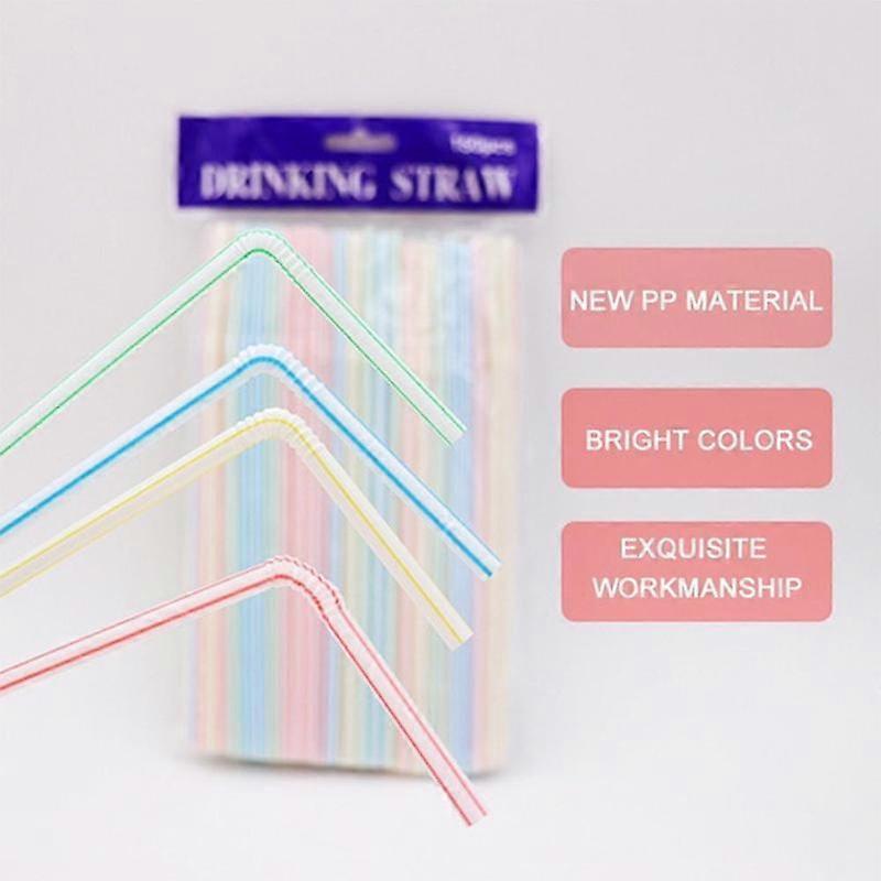 100x Straw Plastic Bendy Colourful Straws Birthday Wedding Summer Drink