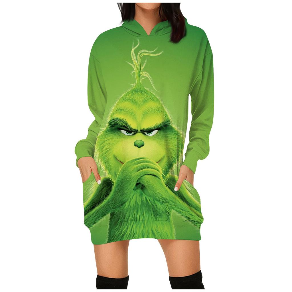 Женская мода Рождественский принт Карманы Толстовки с длинными рукавами Пуловеры Толстовки