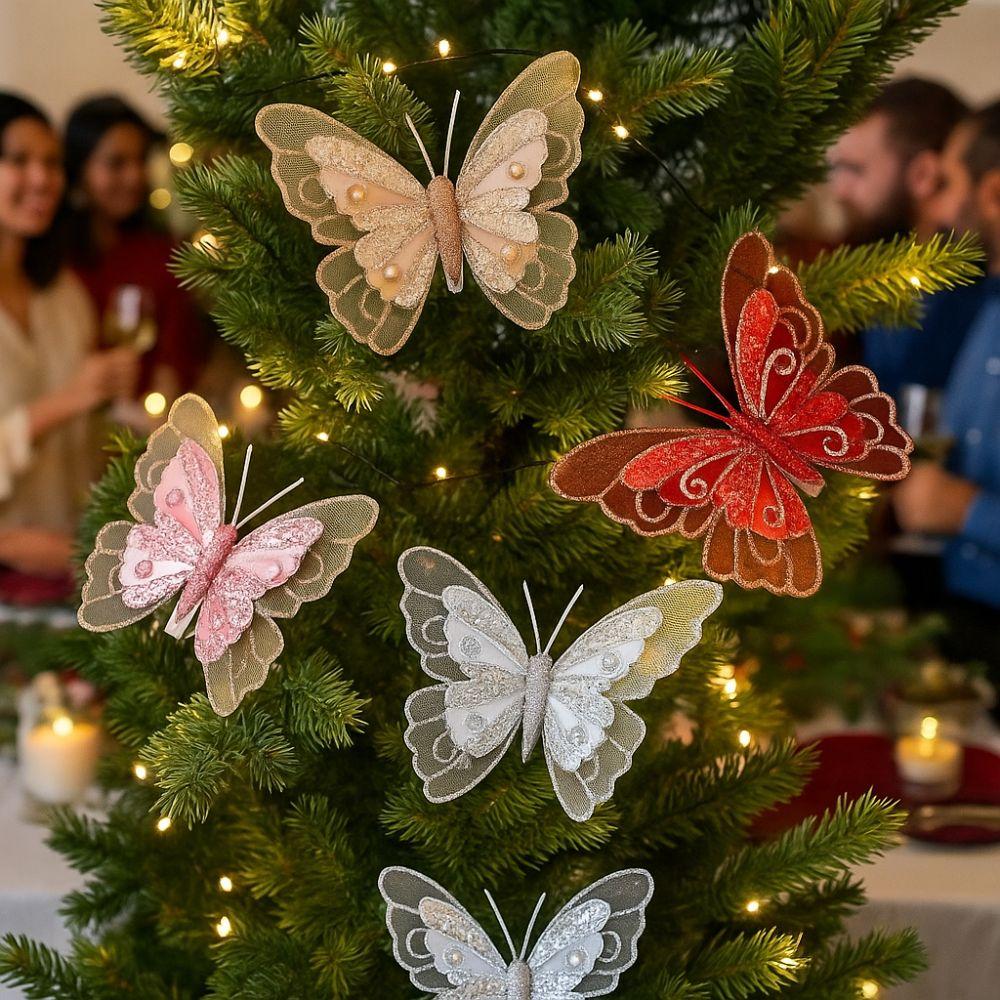 Glitter Christmas Butterfly Pendant Sequins Butterfly Tree Decoration Christmas Tree
