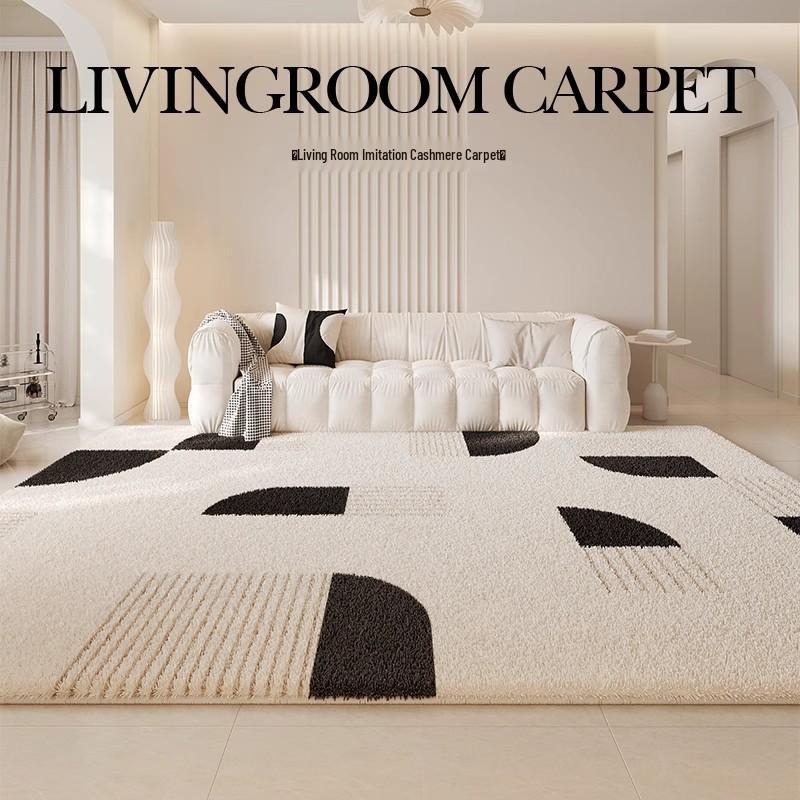 Плюшевый Нескользящий Ковер из Искусственного Кашемира, Большой Зимний Напольный Коврик с Обметанными Краями