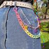 Punk Rock Waist Chain Rainbow Resin Waist Key Chain Fashion Pants Belt Chains  for Men Women