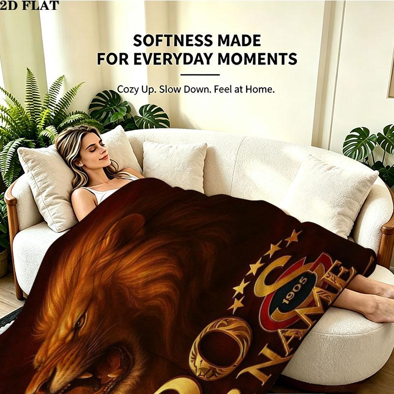 1PC Galatasaray S Custom Name Patterned Flannel Blanket Suitable For All Seasons for Home Decor Warmth and Comfort Gifts Holiday Present