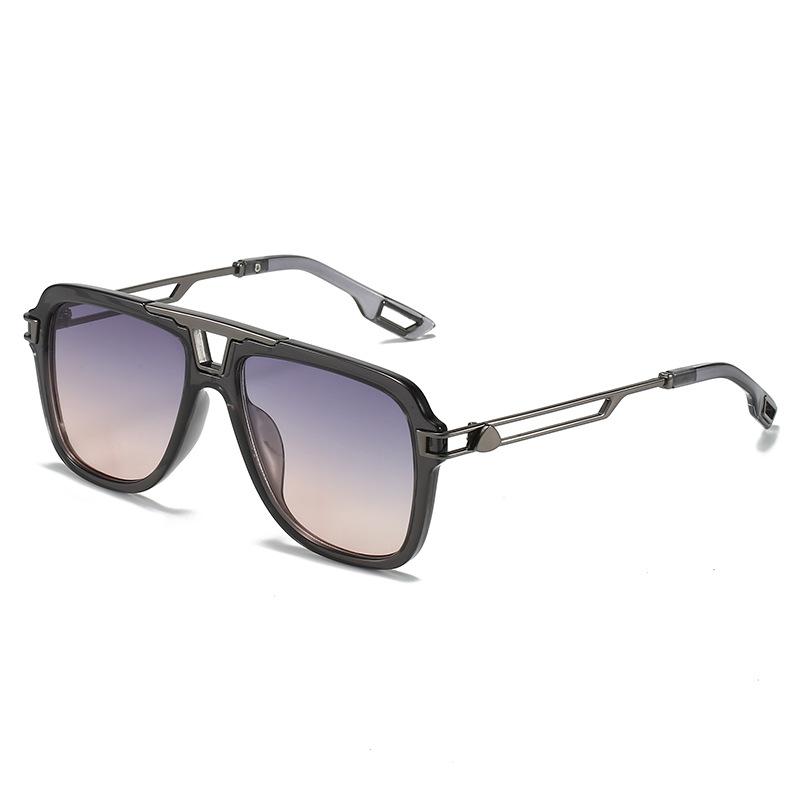 European and American sunglasses, literary square frame beam sunshade glasses, sunscreen hollowed out metal leg sunglasses, women