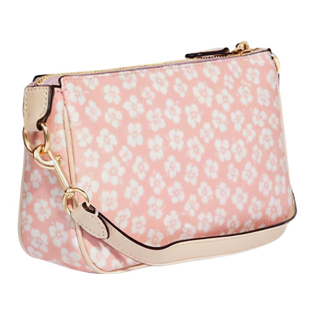 New COACH Nolita Artificial Leather Pochette, Shoulder Bag, Portable One Shoulder Clutch Trumpets Women's Pink & White CA783-IMPMC