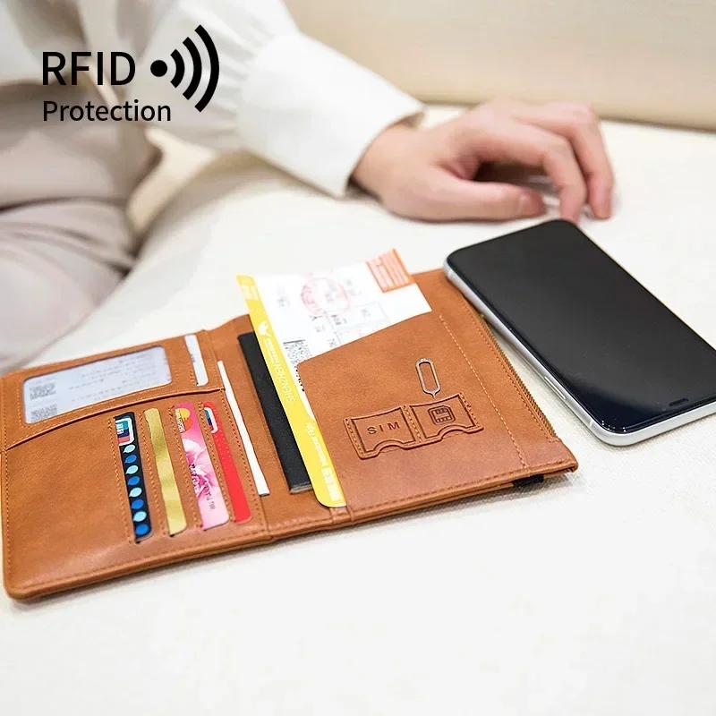 RFID Блокировка Анти-Блокировка Тонкий Держатель для Паспорта Чехол Кошелек для Путешествий для Мужчин Женщин Многофункциональный Держатель для ID Банковских Карт Аксессуары